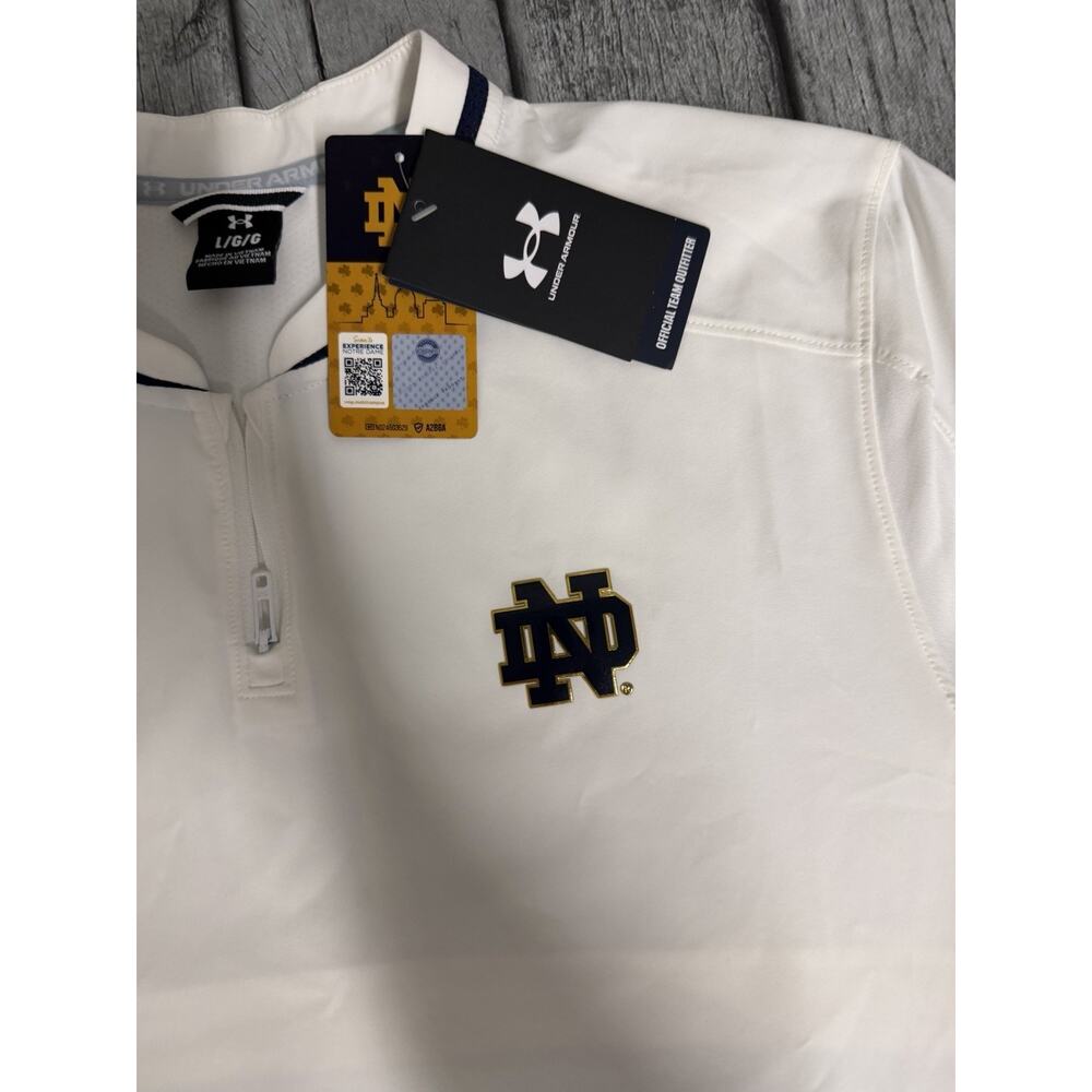 NWT Men’s Under Armour Notre Dame Fighting Irish Motivate Quarter-Zip Jacket LRG - Picture 2 of 8
